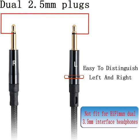 كابل استبدال الصوت FAAEAL، متوافق مع Sol Republic Master Tracks HD V8، V10، V12، Sol Republic X3، Hifiman HE400S، HE-400I، HE-400i، سماعات رأس 3.5 مم إلى قابس مزدوج 2.5 مم 1.5 متر/4.9 قدم in Kuwait