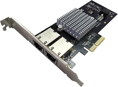 بطاقة Vantec 2-Port PCIe للشبكة 10G مع شريحة Intel X550-AT مع دعامة منخفضة الإطار 9K Jumbo لفتحة PCIe x4/x8/x16 أسود/فضي (UGT-PC300GNA) in Kuwait