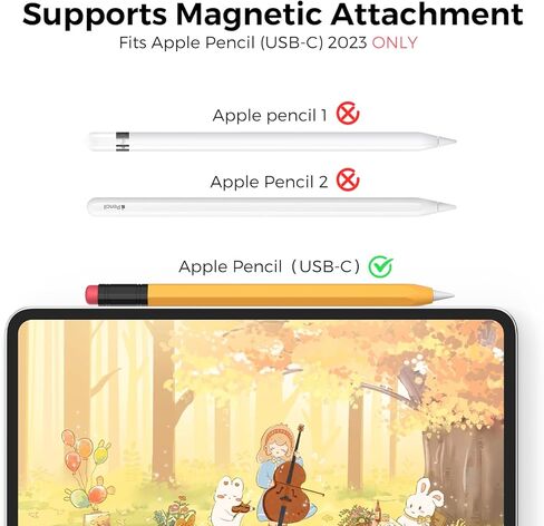 غطاء سيليكون كلاسيكي مزدوج اللون لقلم Apple (USB-C) وغطاء واقٍ، قبضة وحماية مثالية، يعزز الراحة والحنين، توافق الشحن المغناطيسي (أصفر) in Saudi Arabia
