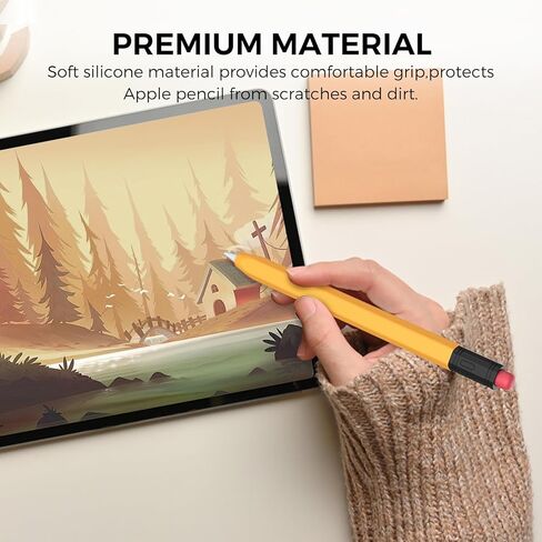 غطاء سيليكون كلاسيكي مزدوج اللون لقلم Apple (USB-C) وغطاء واقٍ، قبضة وحماية مثالية، يعزز الراحة والحنين، توافق الشحن المغناطيسي (أصفر) in Saudi Arabia