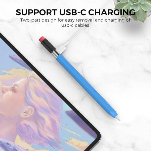 Classic Dual-Color Silicone Cover for Apple Pencil (USB-C) Protective Sleeve,Perfect Grip & Protection, Promotes Comfort and Nostalgia,Compatibility Magnetic Charging (Yellow) in Kuwait