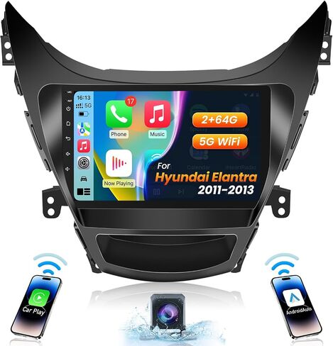 Car Radio Stereo for Hyundai Elantra 2011 2012 2013: Upgrade 2+64GB 5G WiFi — 9 inch Touchscreen with Carplay Android Auto — GPS Navigation Head Unit with Backup Camera Bluetooth FM Mirror Link SWC in Saudi Arabia