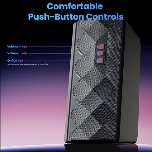 Redragon GS522 Computer Speakers, 2.0 Hi-Fi Stereo Sound PC speaker, 6 Colorful RGB mode Touch Desktop Speakers with USB, 3.5mm Aux-in Cable for PC, Laptop, Tablet, Phone, Xbox, PS4/5. in Saudi Arabia