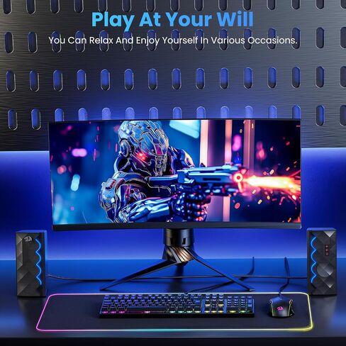 Redragon GS522 Computer Speakers, 2.0 Hi-Fi Stereo Sound PC speaker, 6 Colorful RGB mode Touch Desktop Speakers with USB, 3.5mm Aux-in Cable for PC, Laptop, Tablet, Phone, Xbox, PS4/5. in Saudi Arabia