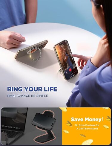 JOYROOM الجيل الثالث الجديد لمقبض الهاتف Magsafe مسند [عرض 180 درجة] حامل مقبض الهاتف المغناطيسي لهاتف Magsafe Ring Mag Snap هدايا عيد الحب لهاتف iPhone 15 14 13 12 Pro/Max، Samsung/Google in Saudi Arabia