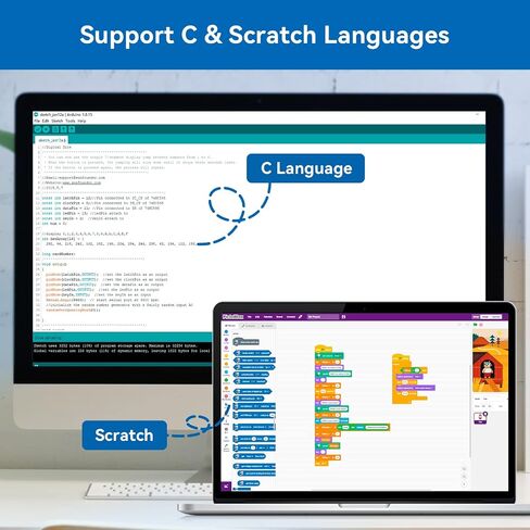 مجموعة أدوات SunFounder Project الكاملة للمبتدئين المتوافقة مع Arduino UNO R3 Arduino IDE/Scratch Coding مع 42 برنامجًا تعليميًا مفصلاً عبر الإنترنت in Kuwait