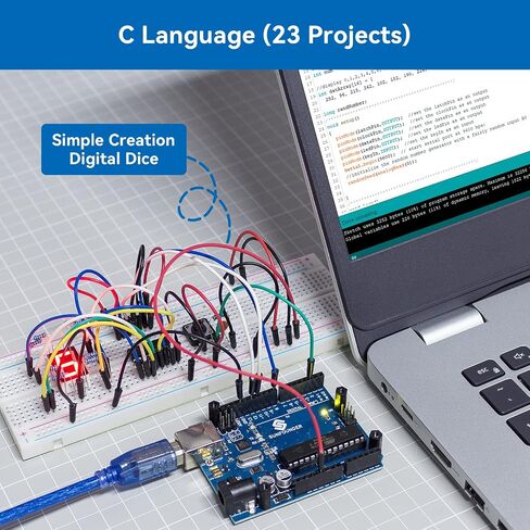 مجموعة أدوات SunFounder Project الكاملة للمبتدئين المتوافقة مع Arduino UNO R3 Arduino IDE/Scratch Coding مع 42 برنامجًا تعليميًا مفصلاً عبر الإنترنت in Kuwait