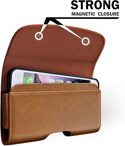 PiTau Belt Case for iPhone 14, 14 Pro, 13, 13 Pro, 12, 12 Pro, 11 Pro, Xs, X, Cell Phone Belt Holder Holster Case with Clip, ID Card Storage Pouch Cover (Fits iPhone with Otterbox Commuter Case) Brown in Saudi Arabia