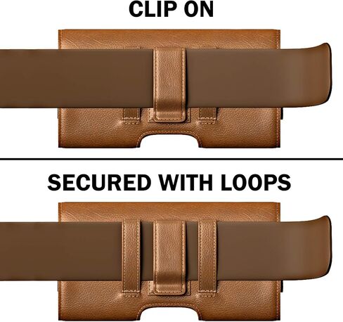 PiTau Belt Case for iPhone 14, 14 Pro, 13, 13 Pro, 12, 12 Pro, 11 Pro, Xs, X, Cell Phone Belt Holder Holster Case with Clip, ID Card Storage Pouch Cover (Fits iPhone with Otterbox Commuter Case) Brown in Saudi Arabia