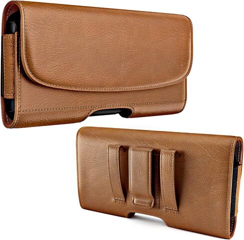PiTau Belt Case for iPhone 14, 14 Pro, 13, 13 Pro, 12, 12 Pro, 11 Pro, Xs, X, Cell Phone Belt Holder Holster Case with Clip, ID Card Storage Pouch Cover (Fits iPhone with Otterbox Commuter Case) Brown in Saudi Arabia