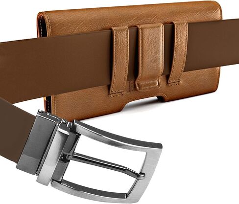 PiTau Belt Case for iPhone 14, 14 Pro, 13, 13 Pro, 12, 12 Pro, 11 Pro, Xs, X, Cell Phone Belt Holder Holster Case with Clip, ID Card Storage Pouch Cover (Fits iPhone with Otterbox Commuter Case) Brown in Saudi Arabia
