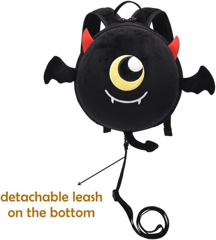 Baby Boy Backpack with Leash Unisex Backpack with Safety Harness Plush Anti Lost Bag with Detachable Tether Daycare (Black) in Saudi Arabia