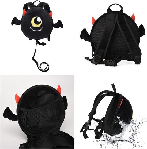 Baby Boy Backpack with Leash Unisex Backpack with Safety Harness Plush Anti Lost Bag with Detachable Tether Daycare (Black) in Saudi Arabia