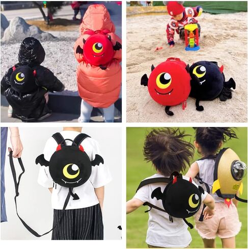 Baby Boy Backpack with Leash Unisex Backpack with Safety Harness Plush Anti Lost Bag with Detachable Tether Daycare (Black) in Saudi Arabia