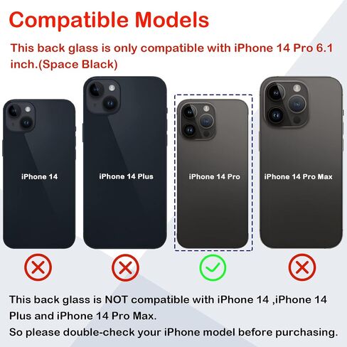 Rear Back Glass Replacement for iPhone 14 Pro 6.1-Inches with Manual and Repairing Tool (Space Black) in Saudi Arabia