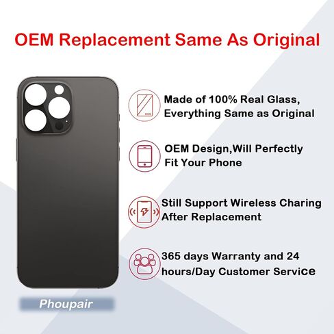 Rear Back Glass Replacement for iPhone 14 Pro 6.1-Inches with Manual and Repairing Tool (Space Black) in Saudi Arabia