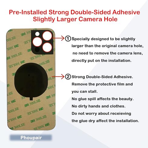 بديل الزجاج الخلفي الخلفي لهاتف iPhone 14 Pro مقاس 6.1 بوصة مع أداة يدوية وإصلاح (أسود فضائي) in Kuwait