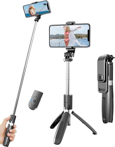 Selfie Stick Tripod Extendable Selfie Stick with Detachable Wireless Remote Shutter Travel Video Tripod Stand Cell Phone Mount Holder Compatible with Smart Phone Android iOS in Saudi Arabia