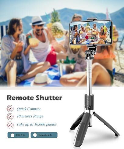 Selfie Stick Tripod Extendable Selfie Stick with Detachable Wireless Remote Shutter Travel Video Tripod Stand Cell Phone Mount Holder Compatible with Smart Phone Android iOS in Saudi Arabia
