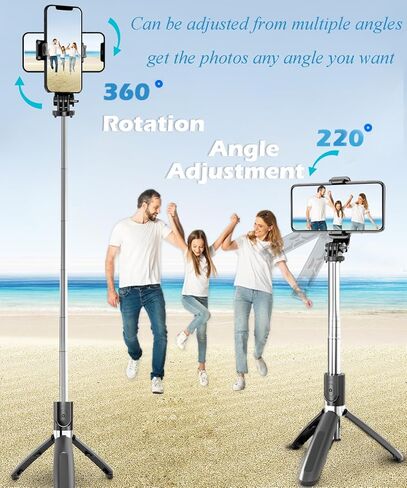 Selfie Stick Tripod Extendable Selfie Stick with Detachable Wireless Remote Shutter Travel Video Tripod Stand Cell Phone Mount Holder Compatible with Smart Phone Android iOS in Saudi Arabia