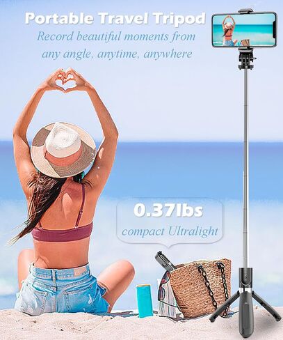 Selfie Stick Tripod Extendable Selfie Stick with Detachable Wireless Remote Shutter Travel Video Tripod Stand Cell Phone Mount Holder Compatible with Smart Phone Android iOS in Saudi Arabia