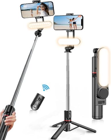 Selfie Stick Tripod Extendable Selfie Stick with Detachable Wireless Remote Shutter Travel Video Tripod Stand Cell Phone Mount Holder Compatible with Smart Phone Android iOS in Saudi Arabia