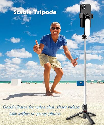 Selfie Stick Tripod Extendable Selfie Stick with Detachable Wireless Remote Shutter Travel Video Tripod Stand Cell Phone Mount Holder Compatible with Smart Phone Android iOS in Saudi Arabia