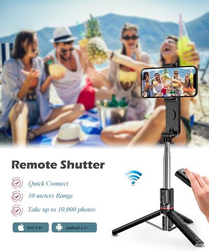 Selfie Stick Tripod Extendable Selfie Stick with Detachable Wireless Remote Shutter Travel Video Tripod Stand Cell Phone Mount Holder Compatible with Smart Phone Android iOS in Saudi Arabia