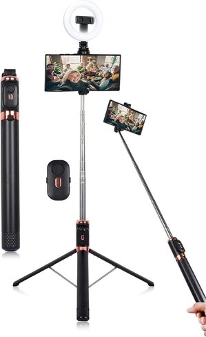 Latest 67" Phone Tripod Extendable Selfie Stick Tripod with Remote & Tripod Stand for Video Recording Upgraded Travel Tripod Stand for 15/14/13/12/11/X Series and All Android Devices in Saudi Arabia