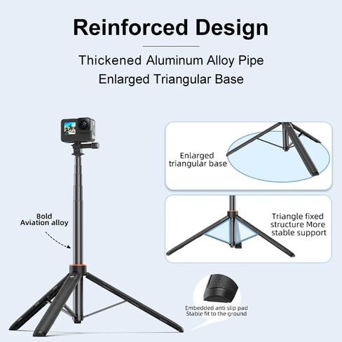 20inch Extendable Selfie Stick Tripod Stand Waterproof Hand Grip for Cell Phone and Action Camera, Compatible with Go Pro 12 11 10 9 8 7 6 5 4 MAX, DJI OSMO Action 4 3 2 Pocket 3 2 Insta360 Series in Saudi Arabia