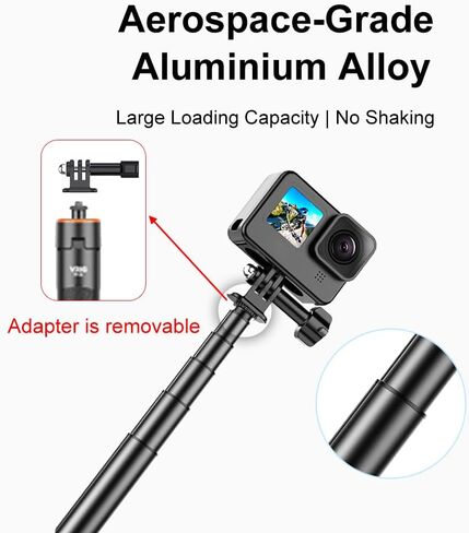20inch Extendable Selfie Stick Tripod Stand Waterproof Hand Grip for Cell Phone and Action Camera, Compatible with Go Pro 12 11 10 9 8 7 6 5 4 MAX, DJI OSMO Action 4 3 2 Pocket 3 2 Insta360 Series in Saudi Arabia
