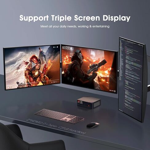 كمبيوتر صغير H66، كمبيوتر صغير للألعاب 6600H AMD Ryzen 5 أجهزة كمبيوتر صغيرة 8C/16T و32 جيجابايت من ذاكرة الوصول العشوائي 512 جيجابايت NVMe SSD كمبيوتر سطح المكتب صغير، Wi-Fi6E، BT5.2، شاشة ثلاثية 4K، USB4 8K@60، 2.5G LAN in Kuwait