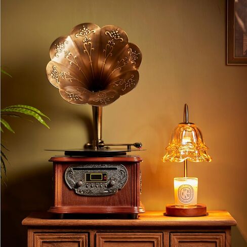 Wooden Phonograph Gramophone Turntable CD Player Stereo System Control 33/45 RPM FM AUX USB Ouput Bluetooth 4.2 … … in Saudi Arabia