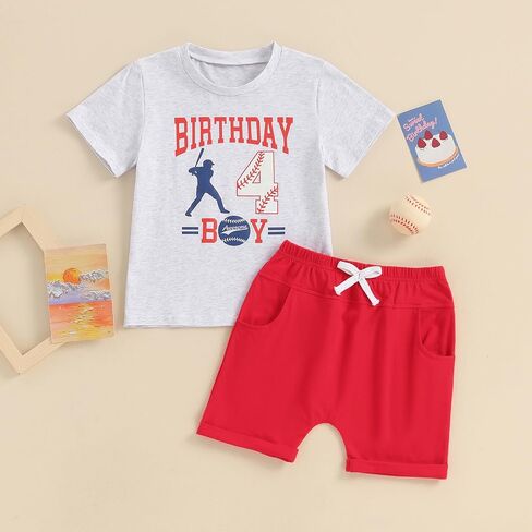 Kayotuas Baby Boy Basketball Outfits Cute Birthday Outfit Boys T-shirt and Shorts Toddler Game Day Clothes Summer 2 Piece Set in Saudi Arabia