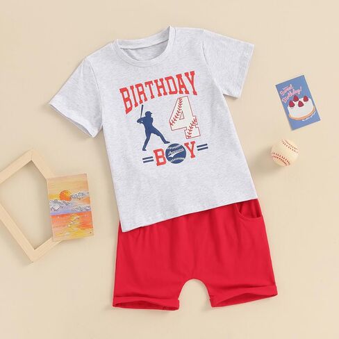 Kayotuas Baby Boy Basketball Outfits Cute Birthday Outfit Boys T-shirt and Shorts Toddler Game Day Clothes Summer 2 Piece Set in Saudi Arabia