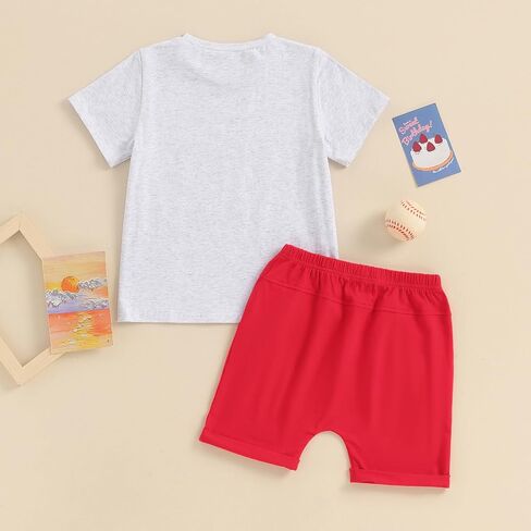 Kayotuas Baby Boy Basketball Outfits Cute Birthday Outfit Boys T-shirt and Shorts Toddler Game Day Clothes Summer 2 Piece Set in Saudi Arabia