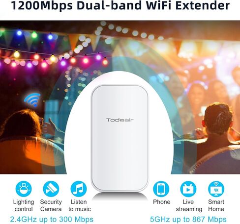 Outdoor WiFi Extender Pro｜Signal Boost｜IP65 Weatherproof｜AC1200Mbps｜Transmission Range Up to 300 feet｜MU-MIMO｜65 Devices｜Ethernet Port｜Support Repeater & AP Mode in Kuwait