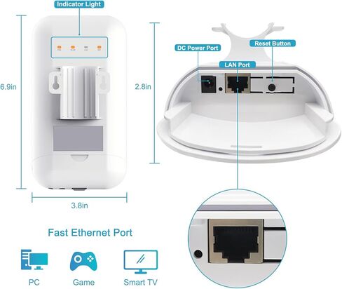 Outdoor WiFi Extender Pro｜Signal Boost｜IP65 Weatherproof｜AC1200Mbps｜Transmission Range Up to 300 feet｜MU-MIMO｜65 Devices｜Ethernet Port｜Support Repeater & AP Mode in Kuwait