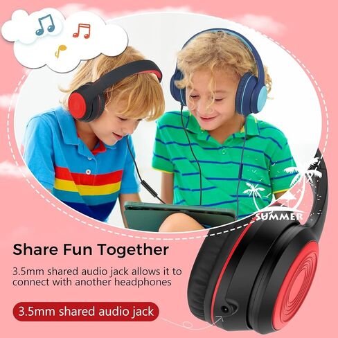 RORSOU K9 Kids Headphones with Microphone, Folding Stereo Bass Headset with 1.5M No-Tangle Cord for Children/Teens/School/Adults, Portable Wired Headphones for Smartphone Tablet Computer MP3/4 (Black) in Saudi Arabia
