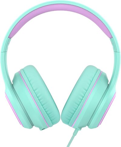 RORSOU K9 Kids Headphones with Microphone, Folding Stereo Bass Headset with 1.5M No-Tangle Cord for Children/Teens/School/Adults, Portable Wired Headphones for Smartphone Tablet Computer MP3/4 (Black) in Saudi Arabia