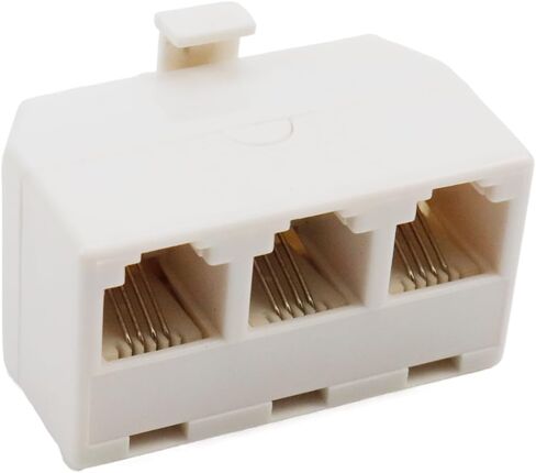 3Pcs white Phone line Splitter,3-way RJ11 6P4C splitter,RJ11 Wall Plate Male Plug to Dual RJ11 Female Socket Adapter in Saudi Arabia