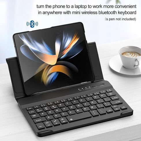 Compatible with Samsung Galaxy Z fold 6/5/4/3/2, Google Pixel Fold Mini Wireless Bluetooth Keyboard Leather Case, Easy to Carry, Typing Comfortable - Black in Saudi Arabia