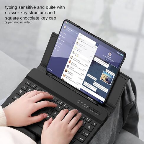 Compatible with Samsung Galaxy Z fold 6/5/4/3/2, Google Pixel Fold Mini Wireless Bluetooth Keyboard Leather Case, Easy to Carry, Typing Comfortable - Black in Saudi Arabia