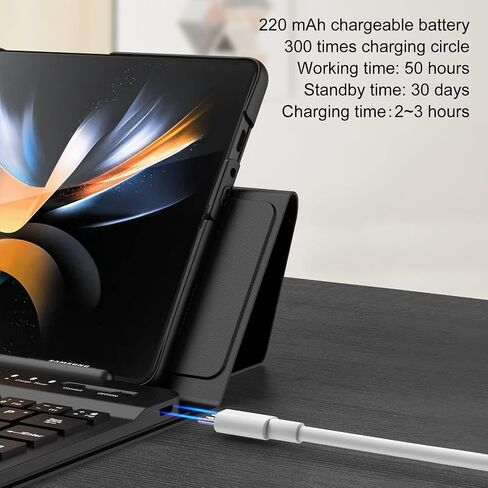 Compatible with Samsung Galaxy Z fold 6/5/4/3/2, Google Pixel Fold Mini Wireless Bluetooth Keyboard Leather Case, Easy to Carry, Typing Comfortable - Black in Saudi Arabia
