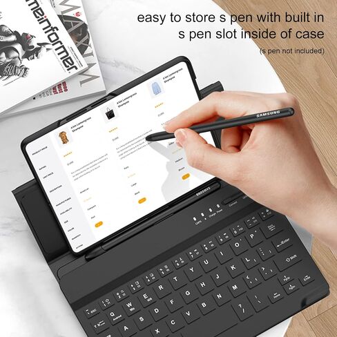 Compatible with Samsung Galaxy Z fold 6/5/4/3/2, Google Pixel Fold Mini Wireless Bluetooth Keyboard Leather Case, Easy to Carry, Typing Comfortable - Black in Saudi Arabia