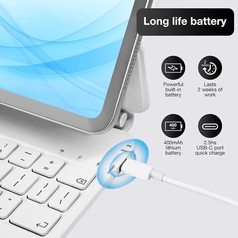 Magic Keyboard for iPad 10th generation 2022, Floating Magnetic Keyboard Case Built-in Multi-Touch Trackpad Compatible with iPad 10.9 Inch 10th Gen, Backlit (White) in Saudi Arabia