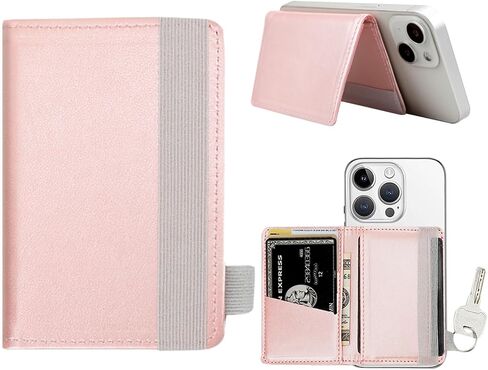 Stick-On Phone Wallet for Back of iPhone 14 Pro Max/14 Pro/14/13/12 Android Case Galaxy S23 S22 A14 A54-6 Credit Card Holder Slots- Pocket for Cards, Money & ID - Waterproof Material Leather in Saudi Arabia