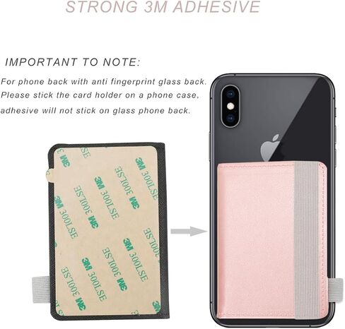 Stick-On Phone Wallet for Back of iPhone 14 Pro Max/14 Pro/14/13/12 Android Case Galaxy S23 S22 A14 A54-6 Credit Card Holder Slots- Pocket for Cards, Money & ID - Waterproof Material Leather in Saudi Arabia