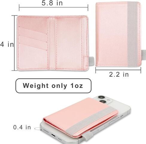 Stick-On Phone Wallet for Back of iPhone 14 Pro Max/14 Pro/14/13/12 Android Case Galaxy S23 S22 A14 A54-6 Credit Card Holder Slots- Pocket for Cards, Money & ID - Waterproof Material Leather in Saudi Arabia