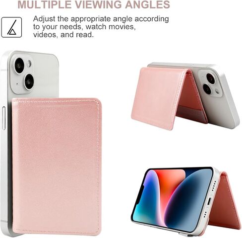 Stick-On Phone Wallet for Back of iPhone 14 Pro Max/14 Pro/14/13/12 Android Case Galaxy S23 S22 A14 A54-6 Credit Card Holder Slots- Pocket for Cards, Money & ID - Waterproof Material Leather in Saudi Arabia